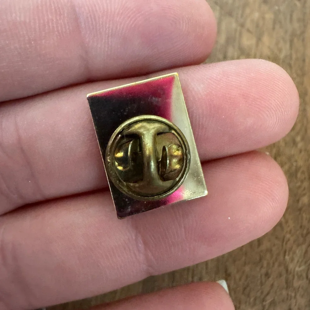 Vintage AT&T Telecommunications Enamel Silver‎ Tone Lapel Pin Brooch